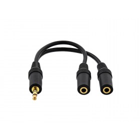 Cablu Splitter Jack Tata - 2 x Jack Mama , 10 cm , Premium Quality , Negru
