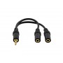 Cablu Splitter Jack Tata - 2 x Jack Mama , 10 cm , Premium Quality , Negru