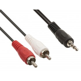 Cablu Jack 3.5 mm Tata - 2 RCA Tata , 20 Cm , Premium Quality , Negru