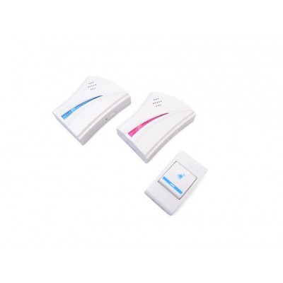 Set doua sonerii la priza si buton fara fir  , 32 tonuri , alb