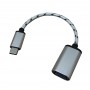 Cablu adaptor USB Tip C-USB mama OTG , material panzat , Ultra Quality , argintiu