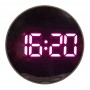 Ceas digital de masa cu led mov,termometru,functie 12/24 h,rotund,oglinda