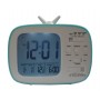 Ceas digital de masa , model Retro TV , afisaj 12/24 h , termometru , albastru