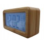Ceas Electronic cu ecran LCD iluminat,termometru,alarma,bambus
