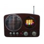 Radio portabil cu acumulator integrat,afisaj LED,cititor USB,MicroSD,Radio FM,culoare lemn maro,elSales 616