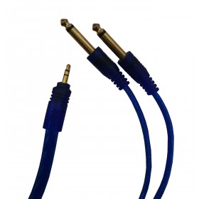 Cablu Jack 3.5 mm Tata Cu Doua Jack 6.3 mm Tata , lungime 3 metri , albastru , elSales