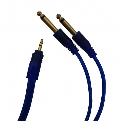 Cablu Jack 3.5 mm Tata Cu Doua Jack 6.3 mm Tata , lungime 3 metri , albastru , elSales