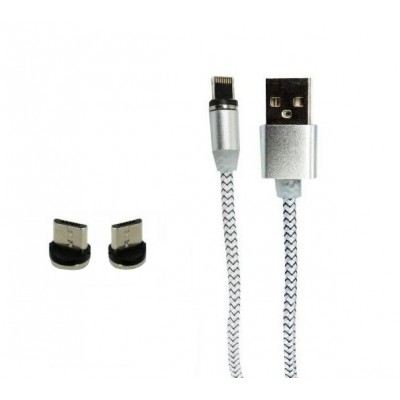 Cablu de incarcare pentru telefoane si tablete,3 in 1,conector Lightning,MicroUSB,USB Tip C,elSales ELS-999,argintiu