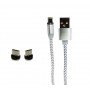 Cablu de incarcare pentru telefoane si tablete,3 in 1,conector Lightning,MicroUSB,USB Tip C,elSales ELS-999,argintiu