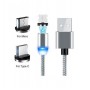 Cablu de incarcare pentru telefoane si tablete,3 in 1,conector Lightning,MicroUSB,USB Tip C,elSales ELS-999,argintiu