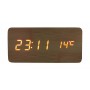 Ceas de masa elSales ELS-1574 , afisaj LED rosu , temperatura , data , format ora 24 h , lemn deschis