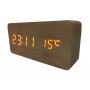 Ceas de masa elSales ELS-1574 , afisaj LED rosu , temperatura , data , format ora 24 h , lemn deschis