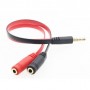 Cablu audio 4 pini Jack tata - 2 Jack mama elSales ELS-JT2JM , negru/rosu