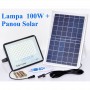 Lampa LED 100 W elSales ELS-LL100 cu panou solar , telecomanda , suport prindere , alb