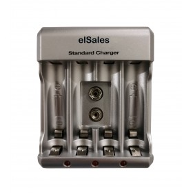 Incarcator elSales ELS-636 pentru 4 acumulatori R3 , R6 9V , argintiu