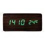 Ceas de masa elSales ELS-1574 , afisaj LED verde , temperatura , data , format ora 24 h , lemn maro