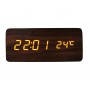 Ceas de masa elSales ELS-1574 , afisaj LED galben , temperatura , data , format ora 24 h , lemn maro