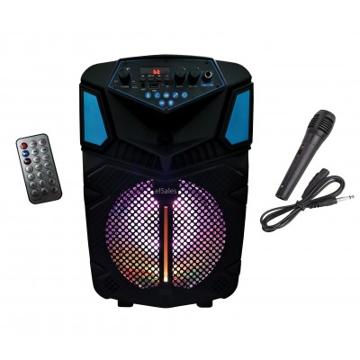 Boxa portabila elSales ELS-H8 cu Bluetooth , USB , card , telecomanda , microfon , lumina LED , negru