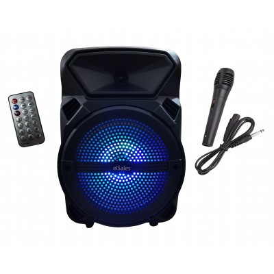 Boxa portabila elSales ELS-G8 cu Bluetooth , USB , card , telecomanda , microfon , lumina LED , negru