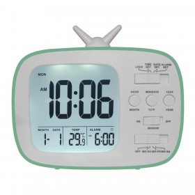 Ceas digital de masa elSales Retro TV , afisaj 12/24 h , termometru , verde