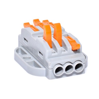 Conector doza cu 3+3 poli pentru cabluri electrice elSales ELS-3+3 , gri/portocaliu