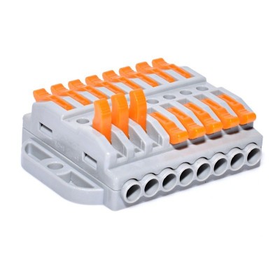 Conector doza cu 8+8 poli pentru cabluri electrice elSales ELS-8+8, gri/portocaliu