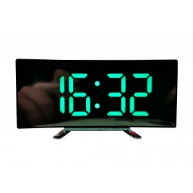 Ceas digital de masa elSales Mini TV cu LED verde, termometru, functie 12/24 h, oglinda