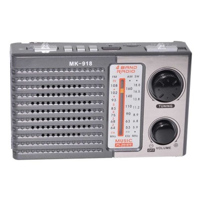 Radio portabil elSales ELS-MK-918 cu USB, MicroSD FM, AM, SW, lanterna, gri