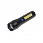 Lanterna elSales TD-C81 cu LED CREE 3 W, LED lateral COB 3 W, acumulator integrat, zoom telescopic, negru