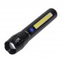 Lanterna elSales TD-C82 cu LED CREE 5 W, LED lateral COB 5 W, acumulator integrat, zoom telescopic, negru