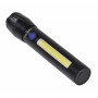 Lanterna elSales TD-C82 cu LED CREE 5 W, LED lateral COB 5 W, acumulator integrat, zoom telescopic, negru