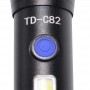 Lanterna elSales TD-C82 cu LED CREE 5 W, LED lateral COB 5 W, acumulator integrat, zoom telescopic, negru