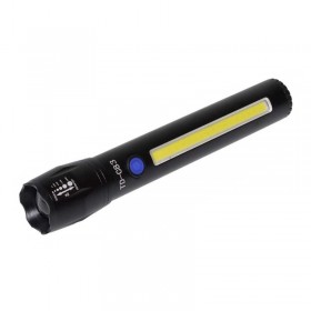 Lanterna elSales TD-C83 cu LED CREE 7 W, LED lateral COB 7 W, acumulator integrat, zoom telescopic, negru