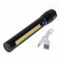 Lanterna elSales TD-C83 cu LED CREE 7 W, LED lateral COB 7 W, acumulator integrat, zoom telescopic, negru