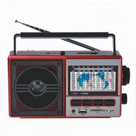 Radio portabil elSales ELS-901UR cu AM, FM, SW 1-9, player USB, microSD, acumulator integrat, rosu