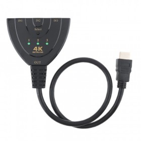 Splitter HDMI cu 3 intrari si o iesire elSales ELS-SH3 , rezolutie 4K, lungime 30 cm, negru