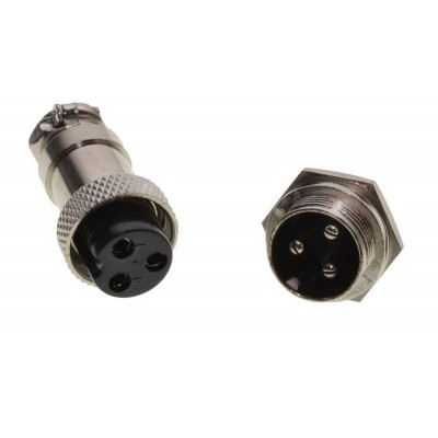 Conector tip aviator cu 3 pini mama-tata elSales ELS-CA3P, metalic