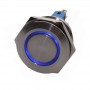 Buton prin apasare elSales ELS-PBA25, diametru 25mm, 24 Volti, lumina albastra pentru spalatorii auto, industrial,metalic