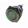 Buton prin apasare elSales ELS-PBV25, diametru 25mm, 24 Volti, lumina verde pentru spalatorii auto, industrial, metalic