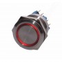 Buton prin apasare elSales ELS-PBR25, diametru 25mm, 24 Volti, lumina rosie pentru spalatorii auto, industrial, metalic