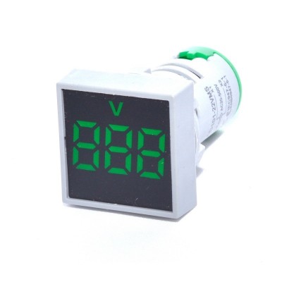 Voltmetru Patrat de Panou elSales ELS-22VMS/V, Diametru 22 mm, Temperatura de mediu -10˚C + 50˚C, Iluminare LED, Verde