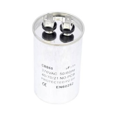 Condensator din Aluminiu ELS-CBB65-35, Tensiune 370 V, 35 uF, Forma Cilindru, Argintiu