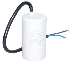 Condensator Pornire Motor cu Fire elSales ELS-CBB60-10F, Tensiune 450 V, 10 uf, 2 Fire, Forma Cilindru, Alb