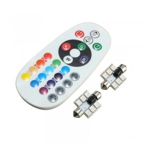 Set 2 LED-uri 5050 RGB 39 mm elSales ELS-LPP39 pentru plafoniera,portbagaj,numar inmatriculare,telecomanda inclusa