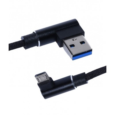 Cablu de date si incarcare elSales ELS-W05M USB-MicroUSB, conectori 90°, negru