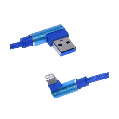 Cablu de date si incarcare elSales ELS-W05L USB-Lightning, conectori 90°, albastru