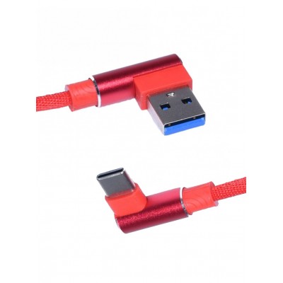 Cablu de date si incarcare elSales ELS-W05C USB-USB TIP C, conectori 90°, rosu