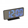 Ceas electronic cu afisaj digital cu LED albastru elSales ELS-888, forma mini TV, cu alarma, negru