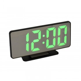 Ceas electronic cu afisaj digital cu LED verde elSales ELS-888, forma mini TV, cu alarma, negru