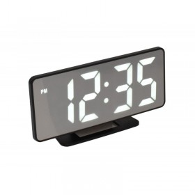 Ceas electronic cu afisaj digital cu LED alb elSales ELS-888, forma mini TV, cu alarma, negru